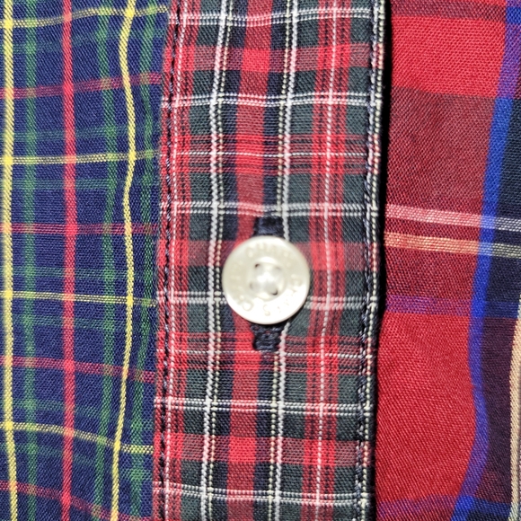 Chaps Ralph Lauren Toddler Boys Red Green Multi Plaid Button Down Cotton Shirt - Picture 3 of 6